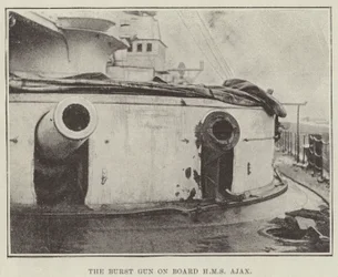 Die explodierte Kanone an Bord der HMS Ajax