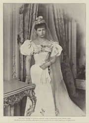 Die Kronprinzessin von Rumänien (Prinzessin Marie von Edinburgh) in ihrem Hochzeitskleid