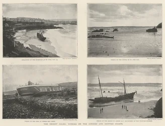 Die jüngsten Stürme, Schiffswracks an den Küsten von Cornwall und Kent