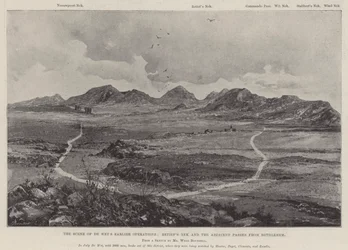 Die Szene von De Wets früheren Operationen, Retiefs Nek und die angrenzenden Pässe von Bethlehem