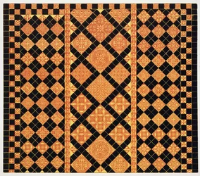 Pflasterung aus dem 14. Jahrhundert aus der Worcester Cathedral Choir School, Illustration aus Specimens of Tile Pavements, gezeichnet von bestehenden Autoritäten, von Henry Shaw, 1858