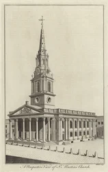 Eine Perspektivansicht der St. Martins Kirche, London