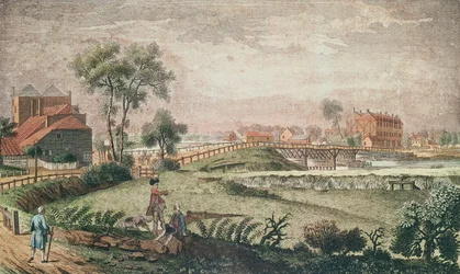 Westansicht der Chelsea Bridge, 1761