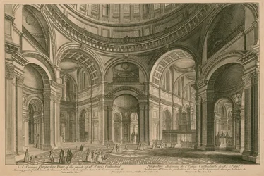 Eine kuriose Perspektive des Inneren der St. Pauls Kathedrale, London