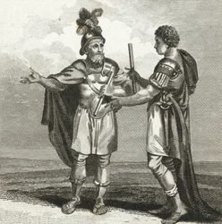 Ein Treffen zwischen Scipio und Hannibal (Gravur)
