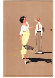 Zwei Tennisspieler in komischen und humorvollen Posen, ca. 1920
