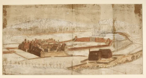 Ansicht von Wotton mit dem Garten, der Grotte und der Umgebung (ca. 1650)