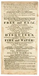 Werbung für das New Theatre Royal, English Opera, Strand, London, für den 11. September 1817, Erwähnung von Gasbeleuchtung