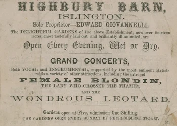 Werbung für die Highbury Barn Tavern