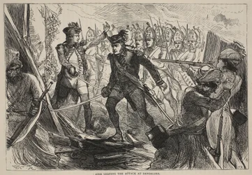 Aire führt den Angriff in Bangalore an, Illustration aus Cassells Illustrierter Geschichte Indiens von James Grant, veröffentlicht 1879