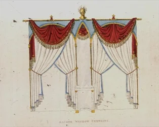 Alkovenfenstervorhänge, Tafel 141 aus Ackermann
