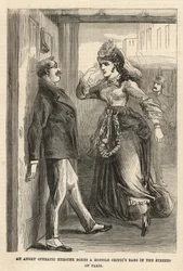 Eine wütende Opernheldin ohrfeigt einen feindlichen Kritiker