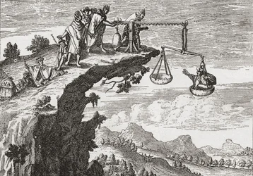 Eine ungewöhnliche Methode, Geständnisse von Kriminellen zu erpressen, nach einer Zeichnung von Theodorus de Bry aus dem 16. Jahrhundert