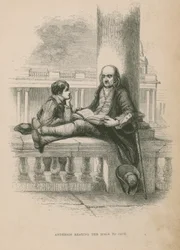Anderson liest Jack die Bibel vor; Illustration aus Poor Jack von Frederick Marryat