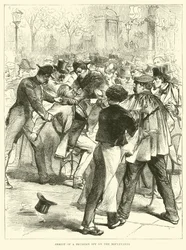 Verhaftung eines preußischen Spions auf den Boulevards, September 1870