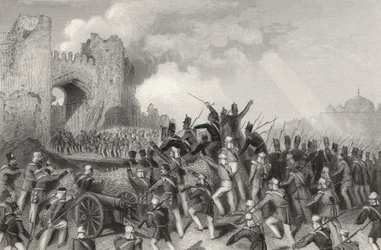Sturm auf Delhi und Eroberung des Kaschmir-Tores am 14. September 1857, aus 