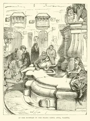Am Brunnen auf der Piazza Santa Anna, Valetta