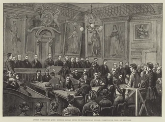 Versuch, die Königin zu erschießen, Roderick Maclean vor dem Magistrat in Windsor, zur Verhandlung überstellt