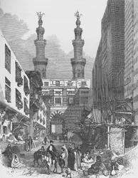 Bab El-Mutawellee, Kairo, graviert von Josiah Wood Whymper (1813-1903)