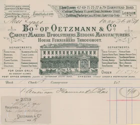 Rechnung von Oetzmann & Co, Möbelhersteller, Polsterer, Bettwarenhersteller und Hauseinrichter