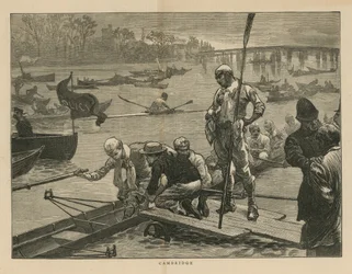 Bootsrennen auf dem Fluss Cam in Cambridge