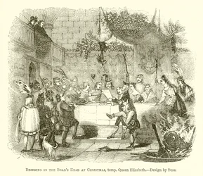 Hereinbringen des Eberkopfes zu Weihnachten, Zeit Königin Elisabeths