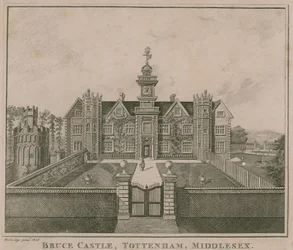 Bruce Castle, Tottenham, London; eine Ansicht aus dem Jahr 1686