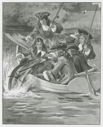 "Mit dem Gürtel und Schwert des Knappen" (Lithographie)