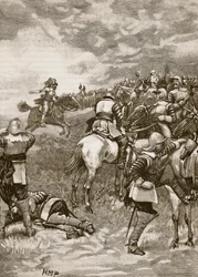 Charles in der Schlacht von Naseby, Illustration aus Cassells Illustrierter Geschichte Englands