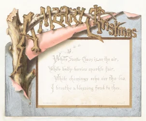 Weihnachtsschild im Wald, Weihnachtskarte