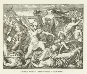 Kimbrische Frauen verteidigen ihren Wagenburg