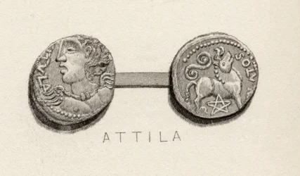 Münze aus der Ära von Attila, König der Hunnen