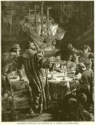 Kolumbus weist seine Kritiker mit einer einfachen Illustration zurecht