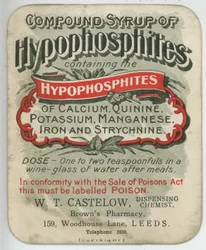Etikett für Compound Syrup of Hypophosphites, frühes 20. Jahrhundert