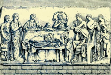 Conclamatio über den Toten, Illustration aus Geschichte Roms von Victor Duruy, veröffentlicht 1884