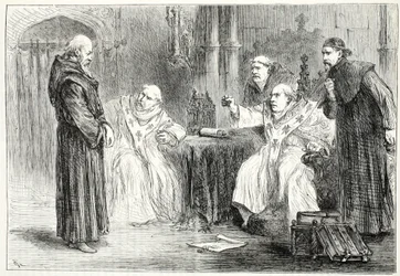 Konferenz zwischen Thorpe und Arundel, Illustration aus Die Geschichte des Protestantismus von James Aitken Wylie, veröffentlicht 1878