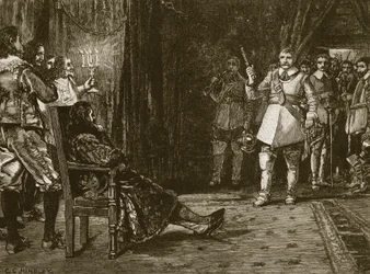Interview von Cornet Joyce mit Charles, Illustration aus Cassells Illustrierter Geschichte Englands