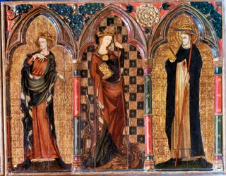 Krönung der Heiligen Maria, links König David, vom rechten Flügel des Kreuzigungsaltars