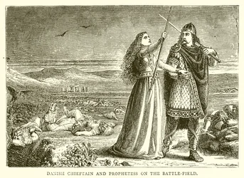 Dänischer Häuptling und Prophetin auf dem Schlachtfeld