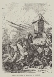 Tod von Johann von Böhmen bei Cressy (Stich)