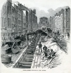 Vertiefung des Fleet Street Abwasserkanals, London, 1845