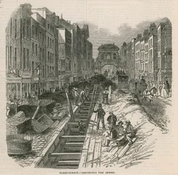 Vertiefung der Abwasserkanäle in der Fleet Street