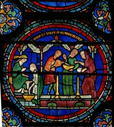 Detail des Wunderfensters, das Petronillas Heilung zeigt (Detail)