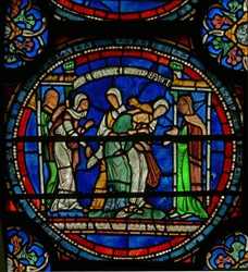 Detail des Wunderfensters, das Petronillas epileptischen Anfall zeigt (Detail)