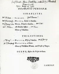 Dramatis Personae für Samson, ein Oratorium von Händel