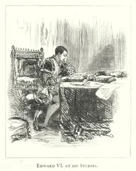 Eduard VI. beim Studium (Stich)