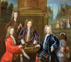 Elihu Yale (1648-1721) der zweite Herzog von Devonshire, Lord James Cavendish, Mr Tunstal und ein Page, ca. 1708