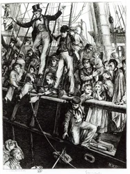 Auswanderer verlassen Alt-England, aus der Zeitschrift The Graphic, 18. Dezember 1869
