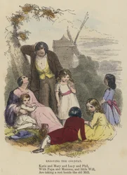Das Landleben genießen (kolorierte Gravur)