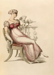 Abendkleid oder Ballkleid, Modeplatte aus Ackermanns Repository of Arts